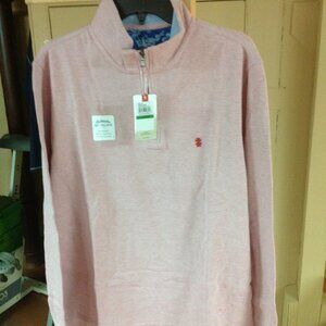 Izod Men's Large 1/4 zip Red and White Cotton Pullover Sweater
